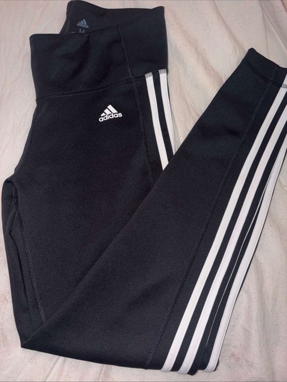adidas Black Leggings with White 3-Stripes